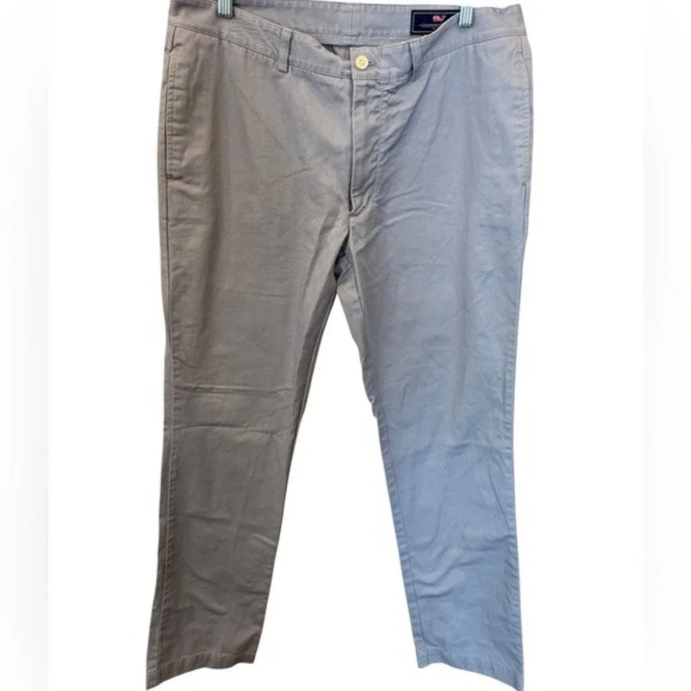 Vineyard Vines Slim Fit Club Pants Mens 34x34 Gray Cotton Twill Chinos